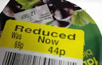 Reduced for quick sale item in supermarket