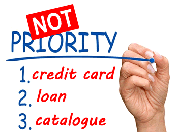 non priority debts - credit cards, loans, catalogues