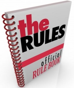 Notebook with The Rules on the cover