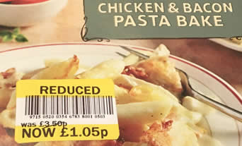 reduced price yellow sticker ready meal