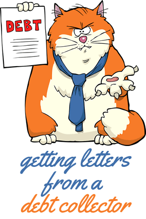 fat cat with a letter headed "DEBT"