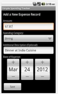 Screen shop of spending app