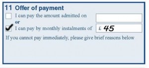 Off of monthly payment to CCJ