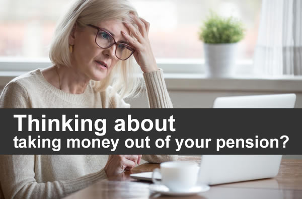 Middle aged woman trying to decide if she should take money out of her pension - a difficult decision