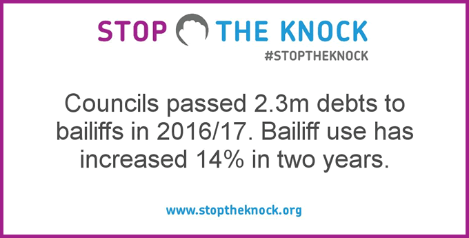 Stop The Knock - statistics showing increased bailiff use