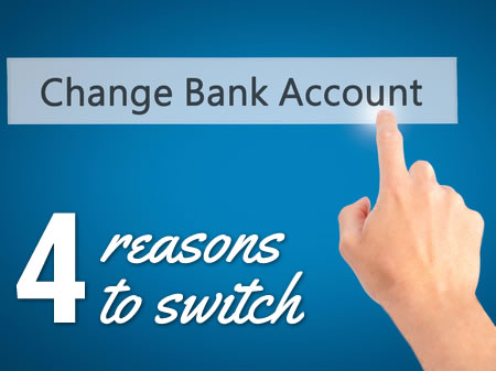 Finger selecting "Change bank account" - 4 reasons to switch to a basic bank account