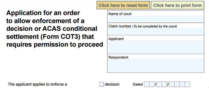 the N322A form - used to enforce a financial ombudsman decision through the court