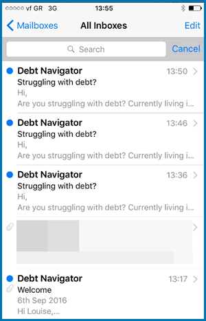 Debt Navigator sending multiple spam texts