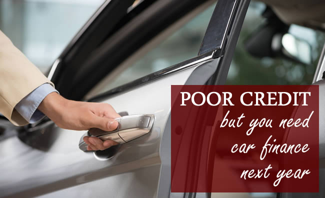 Man opening the door of a car - what can you do if you have poor credit but need car finance next year