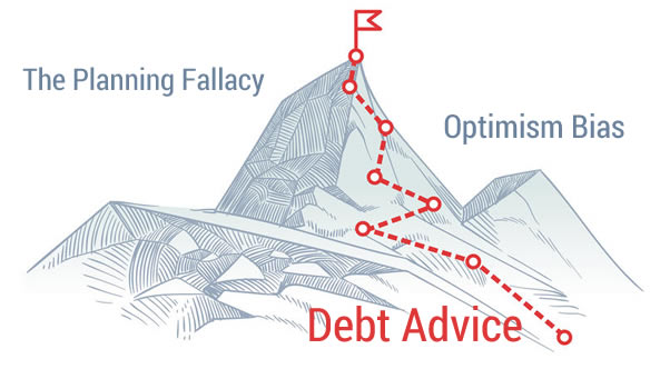 A route up a mountain - how the optimism Bias and the Planny Fallacy affect debt advice