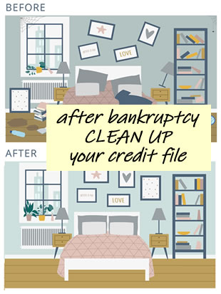 Before and after - showing how an untidy room can be cleaned up. Your credit record will be a mess after bankruptcy, but it can be repaired.