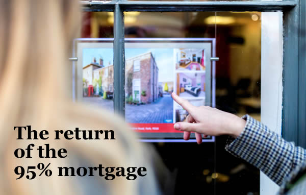 With the new governamnet guarantee, 95% mortgages will be returning in 2021 - but is one right for you? A couple looking at an estate agent's window.