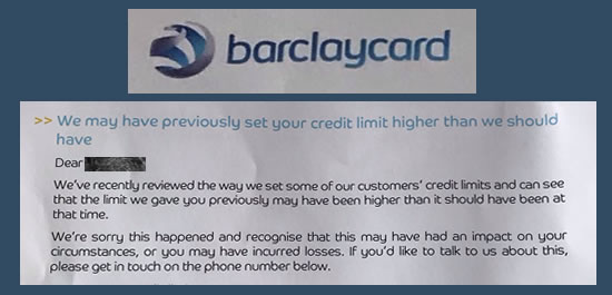 Letter from Barclaycard July 2020 saying the customer's credit limit may have been raised too high. Can the customer get a refund?