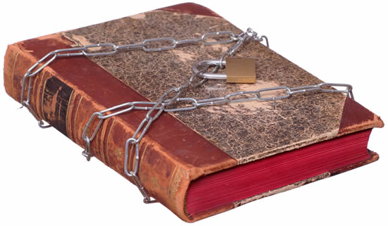 An old book chained and padlocked shut - what secrets are in it?