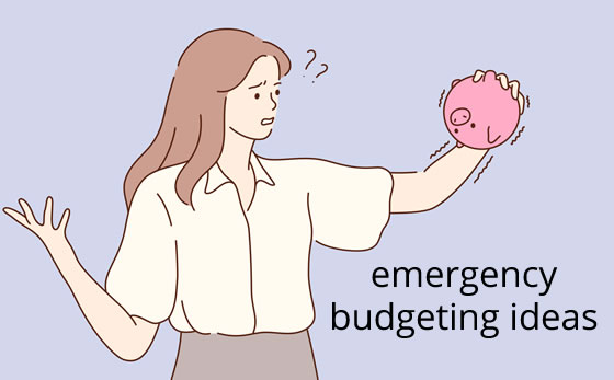 Yound woman finding nothing in a piggy bank - emergency budgeting idea