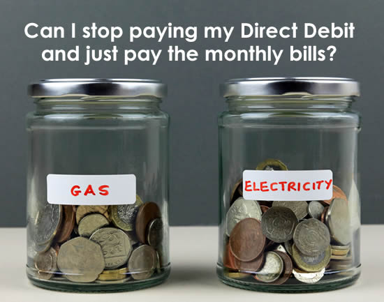 two jars with coins, one for electricity and one for gas - can you switch to paying your energy bills monthly rather than by direct debit?