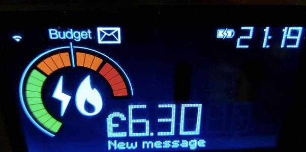 Photograph of a smart meter for someone that is over budget